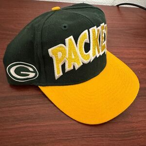 Deadstock 90s Green Bay Packers Wraparound Logo Snapback ANCO Team NFL